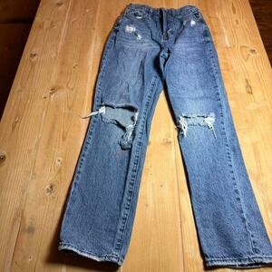 Pacsun Dad Jean High-waisted ripped blue jeans. Button fly 25x28